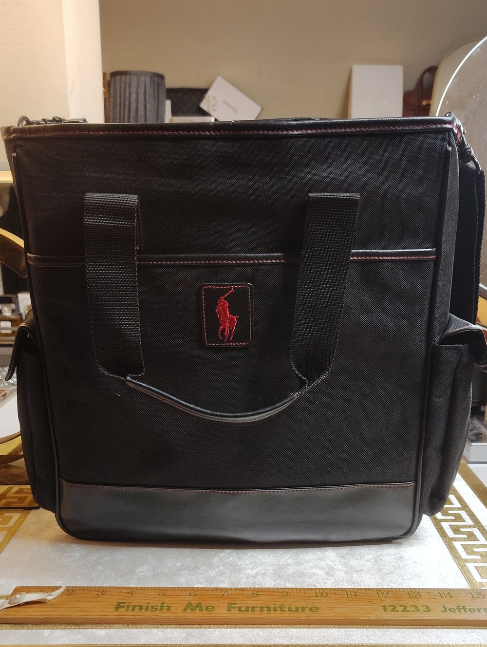 Ralph Lauren Black Tote Bag with Red Stitching